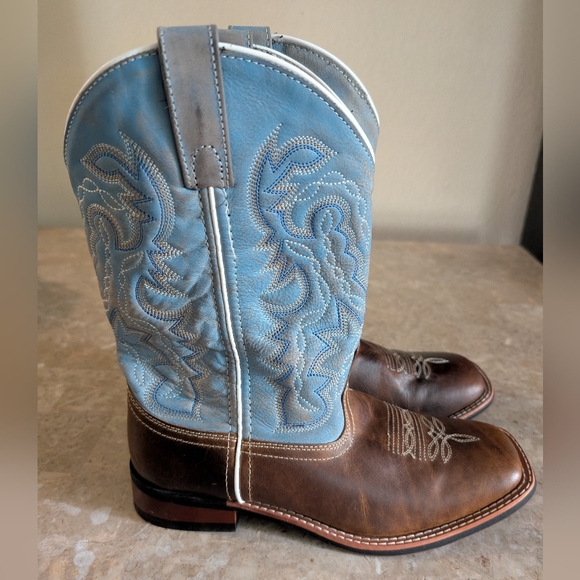 Laredo Darla Honey Square Toe Cowgirl Boots Women's Size 10 In Mint Condition - Picture 1 of 13
